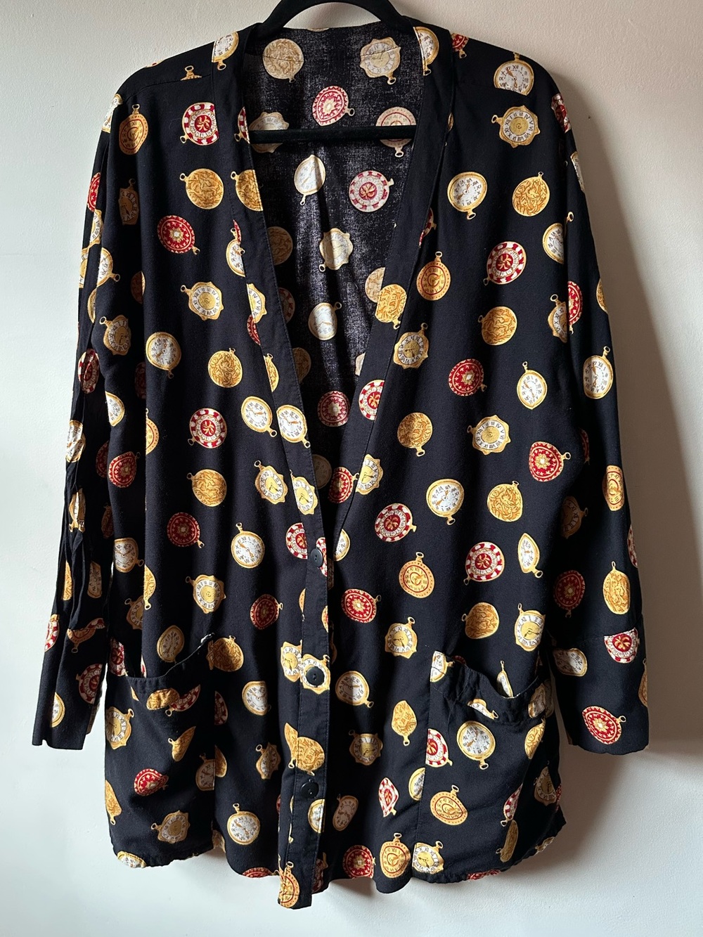 Vintage Pocketwatch Cardigan Rayon Oversized - Picture 1 of 5